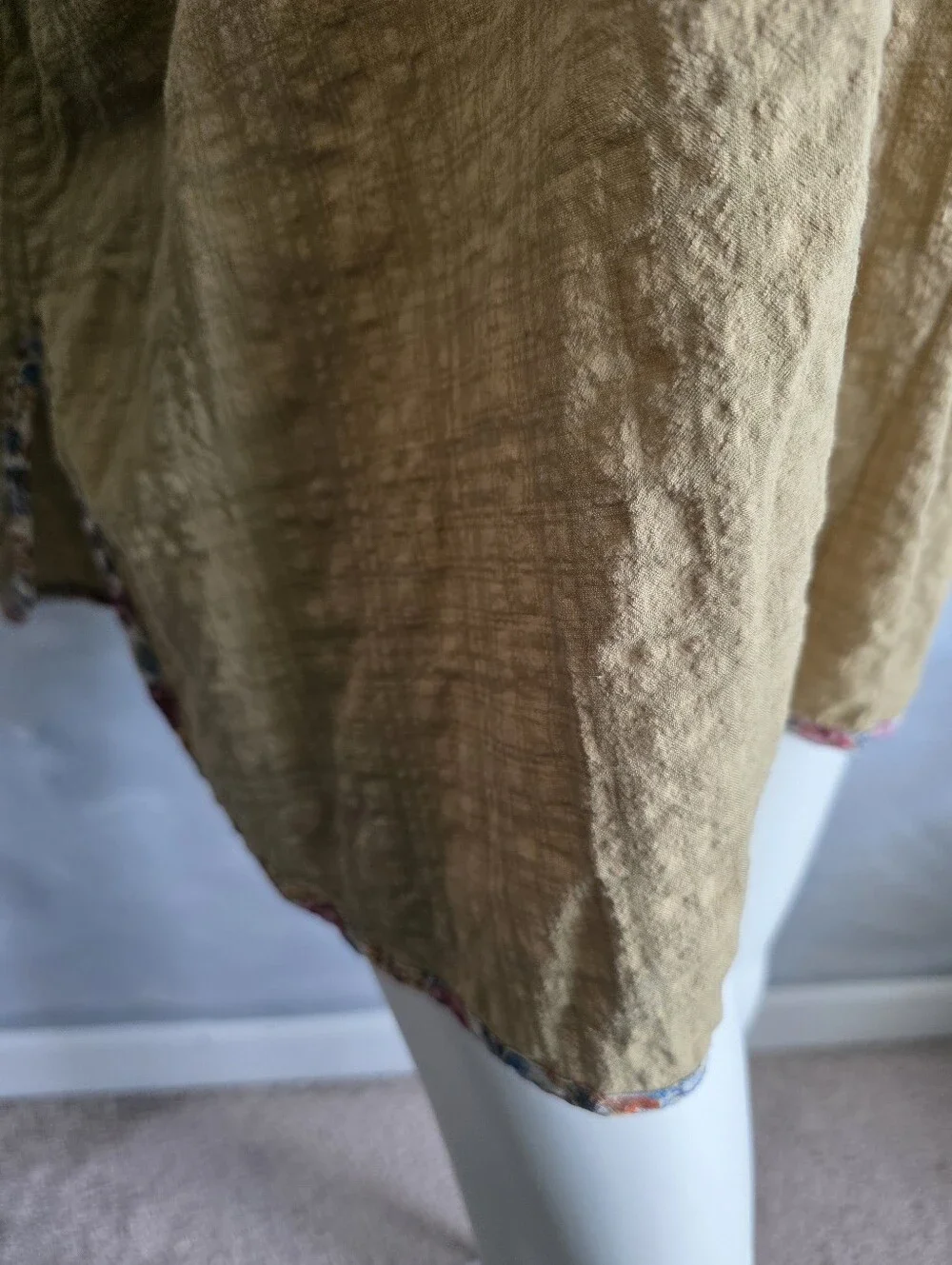 John Mark Embroidered Olive and Blue Floral Loose Tunic Blouse Sz 3X - Picture 11 of 12